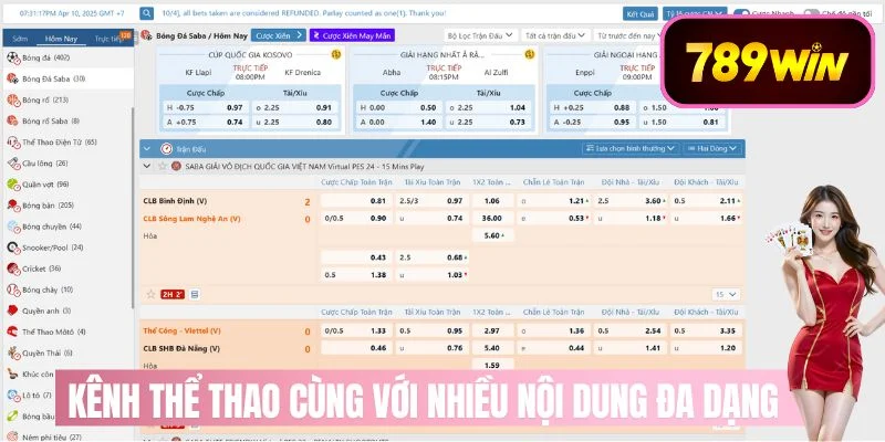 Kênh thể thao cùng với nhiều nội dung đa dạng hấp dẫn